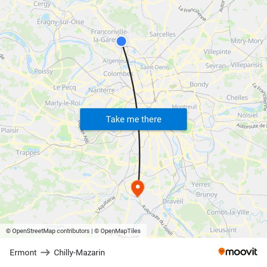Ermont to Chilly-Mazarin map