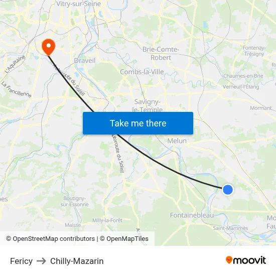Fericy to Chilly-Mazarin map