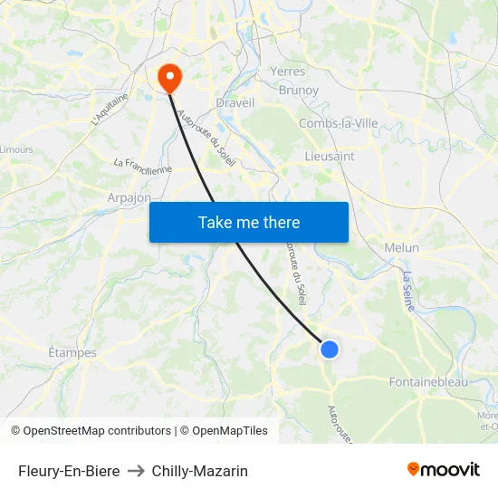 Fleury-En-Biere to Chilly-Mazarin map