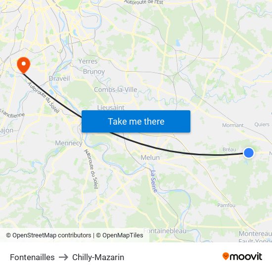 Fontenailles to Chilly-Mazarin map