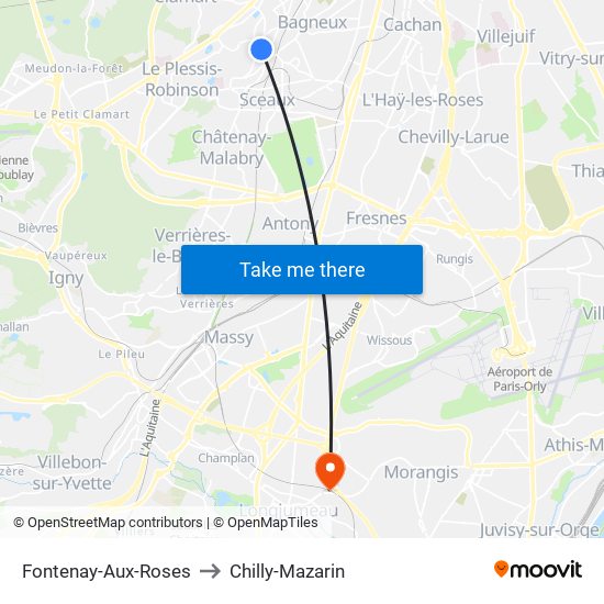 Fontenay-Aux-Roses to Chilly-Mazarin map