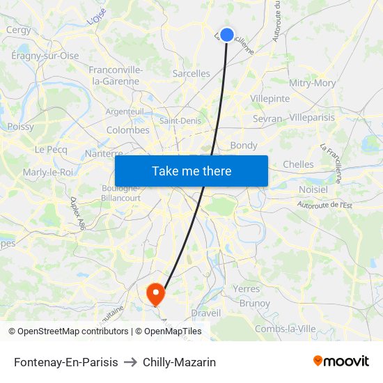 Fontenay-En-Parisis to Chilly-Mazarin map