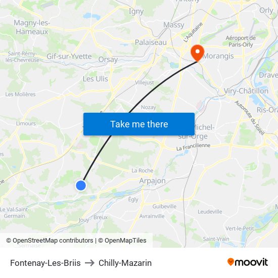 Fontenay-Les-Briis to Chilly-Mazarin map