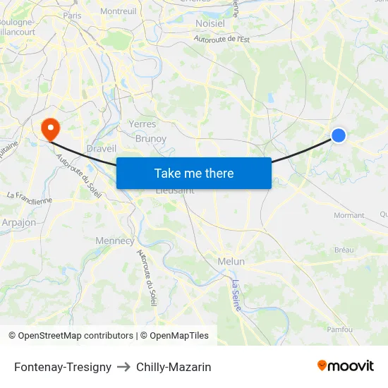 Fontenay-Tresigny to Chilly-Mazarin map