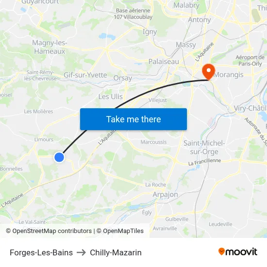 Forges-Les-Bains to Chilly-Mazarin map