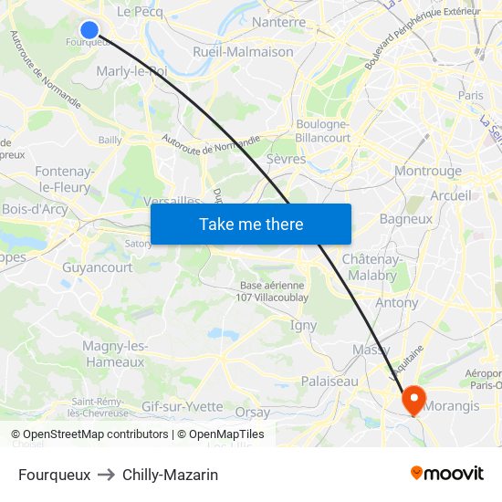 Fourqueux to Chilly-Mazarin map