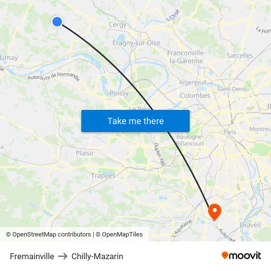 Fremainville to Chilly-Mazarin map