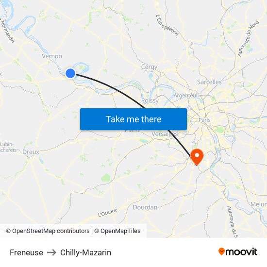 Freneuse to Chilly-Mazarin map