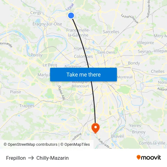 Frepillon to Chilly-Mazarin map