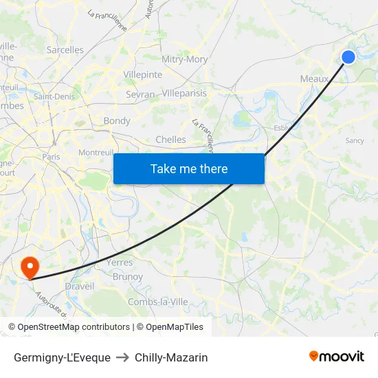 Germigny-L'Eveque to Chilly-Mazarin map