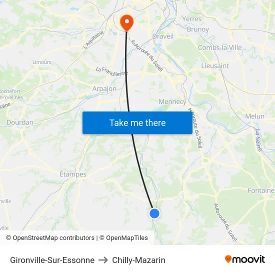 Gironville-Sur-Essonne to Chilly-Mazarin map