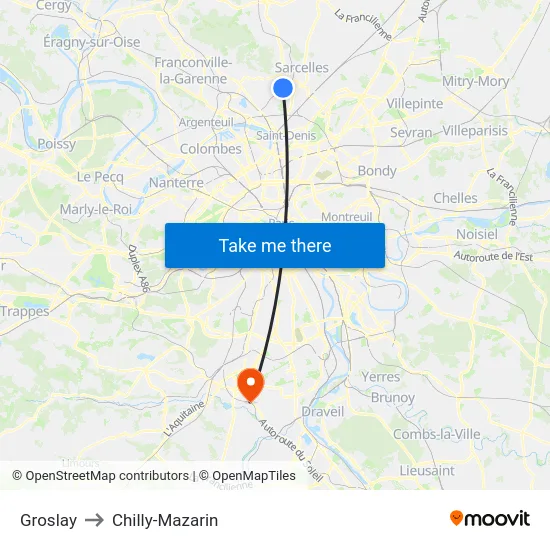 Groslay to Chilly-Mazarin map