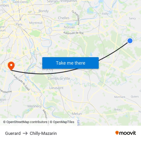 Guerard to Chilly-Mazarin map