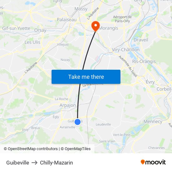 Guibeville to Chilly-Mazarin map