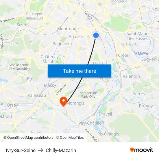 Ivry-Sur-Seine to Chilly-Mazarin map