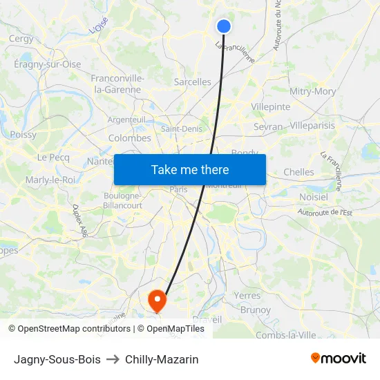 Jagny-Sous-Bois to Chilly-Mazarin map