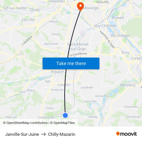 Janville-Sur-Juine to Chilly-Mazarin map