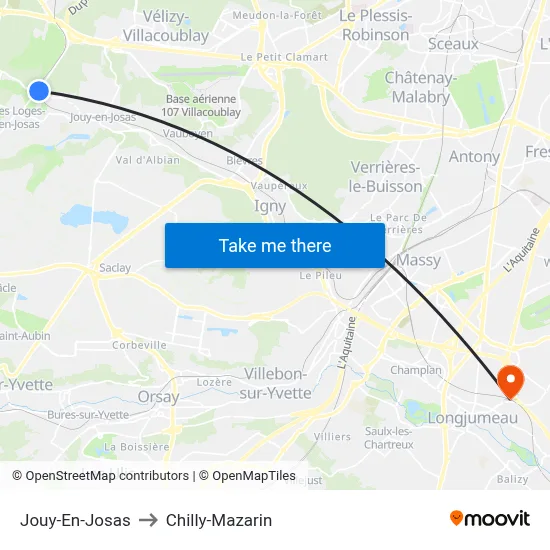 Jouy-En-Josas to Chilly-Mazarin map