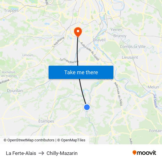 La Ferte-Alais to Chilly-Mazarin map