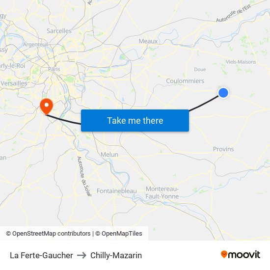 La Ferte-Gaucher to Chilly-Mazarin map