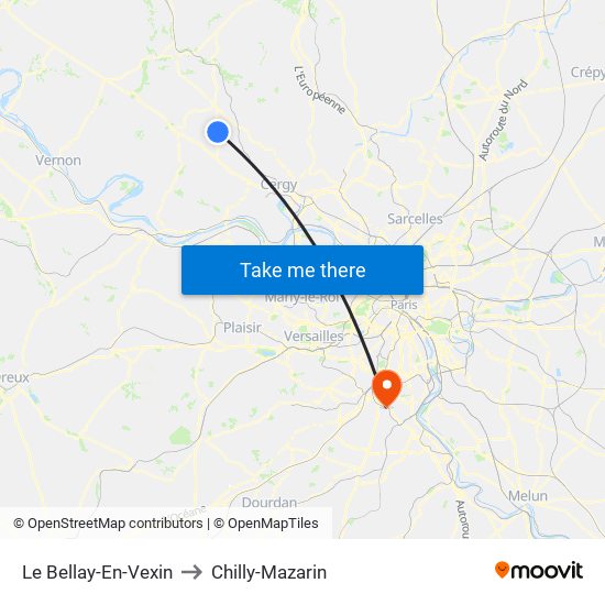 Le Bellay-En-Vexin to Chilly-Mazarin map