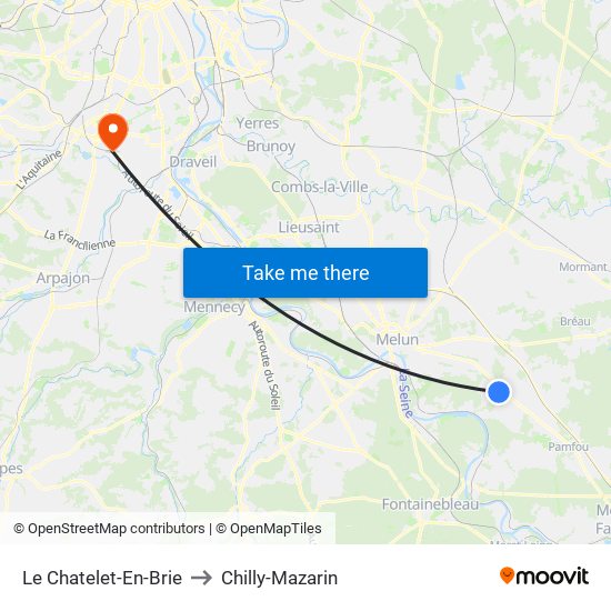Le Chatelet-En-Brie to Chilly-Mazarin map
