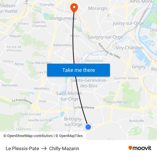 Le Plessis-Pate to Chilly-Mazarin map