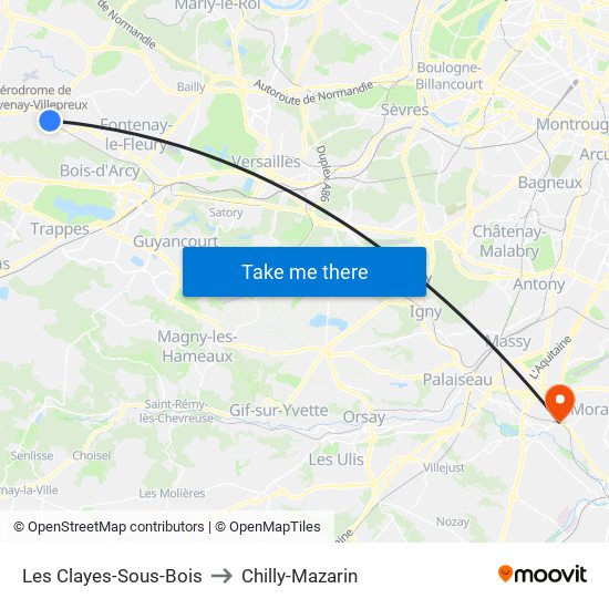 Les Clayes-Sous-Bois to Chilly-Mazarin map