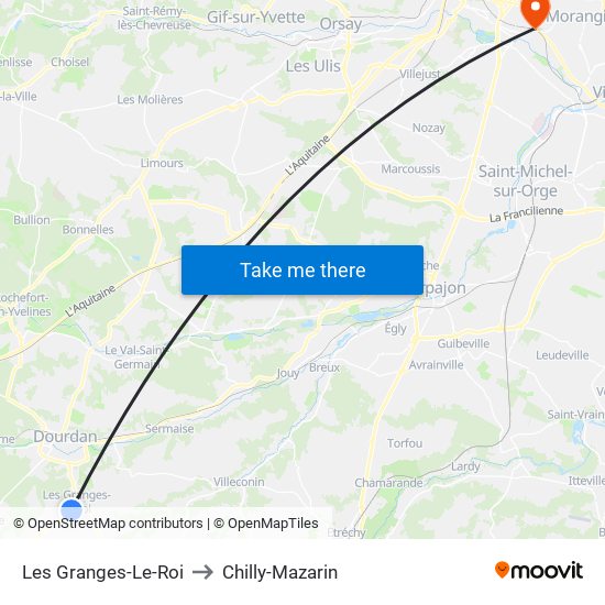 Les Granges-Le-Roi to Chilly-Mazarin map