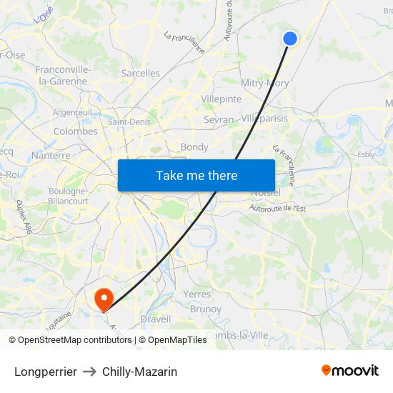 Longperrier to Chilly-Mazarin map