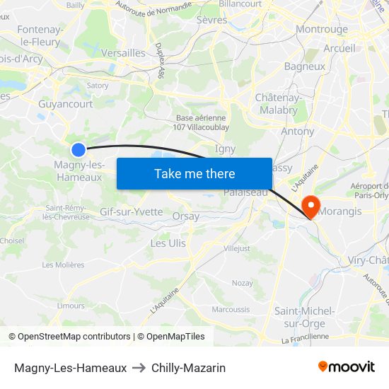 Magny-Les-Hameaux to Chilly-Mazarin map