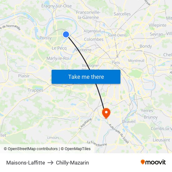 Maisons-Laffitte to Chilly-Mazarin map