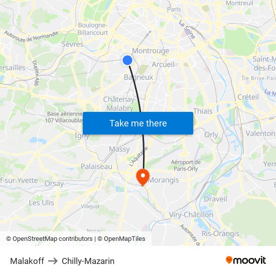 Malakoff to Chilly-Mazarin map