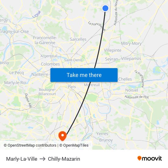 Marly-La-Ville to Chilly-Mazarin map