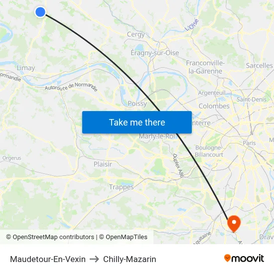 Maudetour-En-Vexin to Chilly-Mazarin map