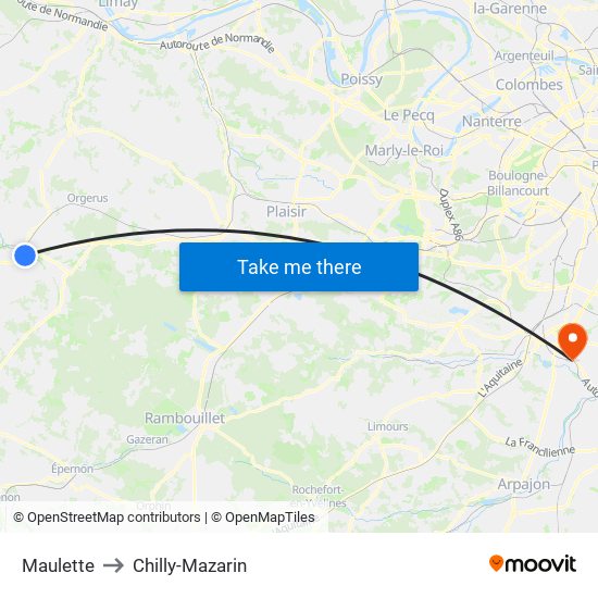 Maulette to Chilly-Mazarin map