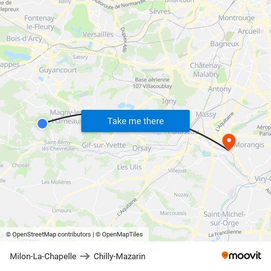 Milon-La-Chapelle to Chilly-Mazarin map