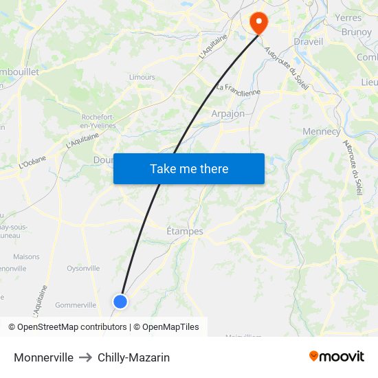 Monnerville to Chilly-Mazarin map