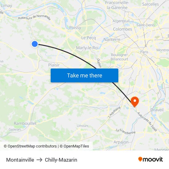 Montainville to Chilly-Mazarin map