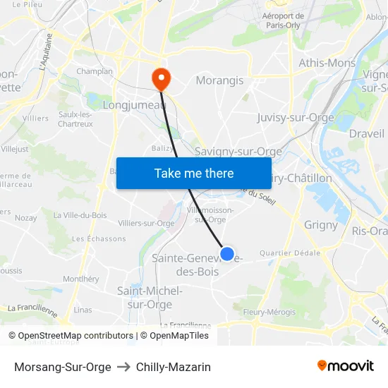 Morsang-Sur-Orge to Chilly-Mazarin map