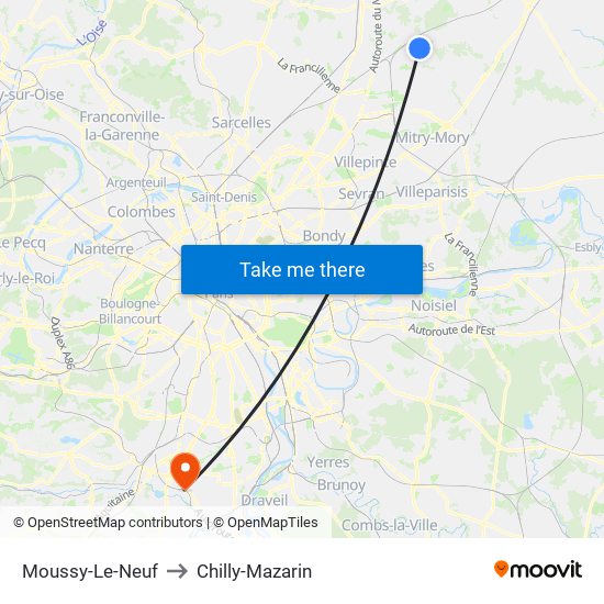 Moussy-Le-Neuf to Chilly-Mazarin map