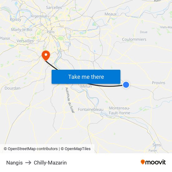 Nangis to Chilly-Mazarin map