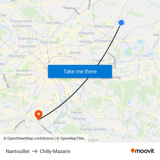 Nantouillet to Chilly-Mazarin map