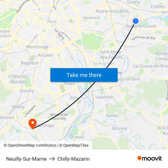 Neuilly-Sur-Marne to Chilly-Mazarin map