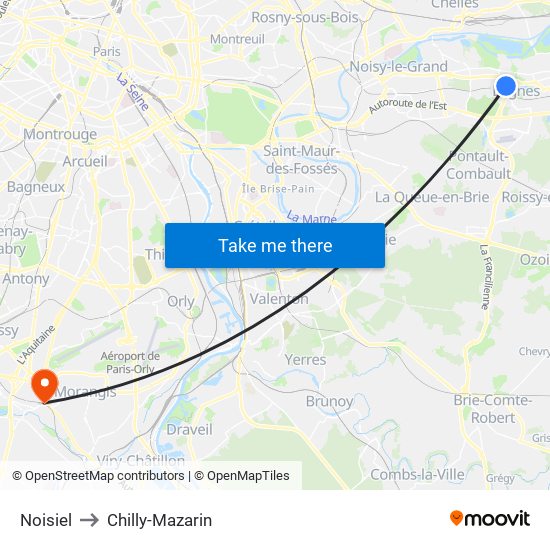 Noisiel to Chilly-Mazarin map
