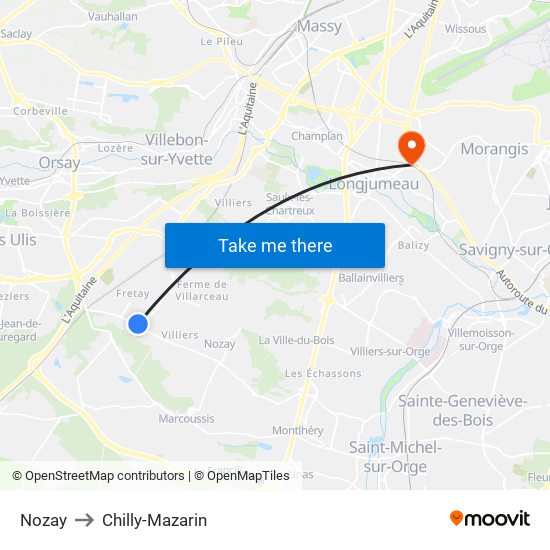 Nozay to Chilly-Mazarin map