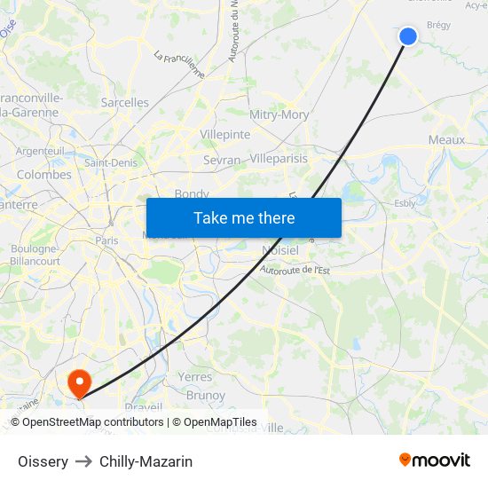 Oissery to Chilly-Mazarin map