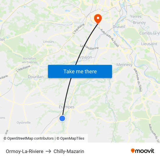 Ormoy-La-Riviere to Chilly-Mazarin map
