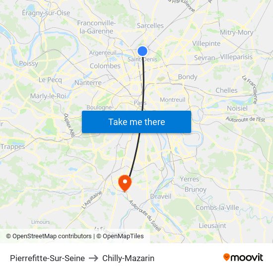 Pierrefitte-Sur-Seine to Chilly-Mazarin map