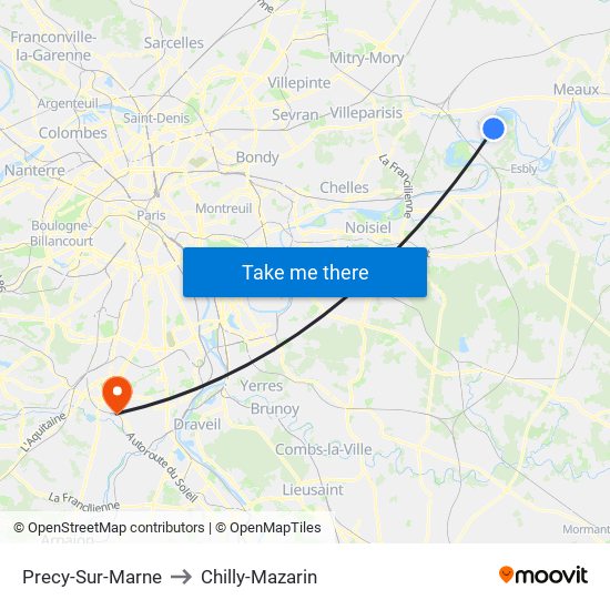 Precy-Sur-Marne to Chilly-Mazarin map